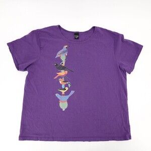 Sabaku Artwear T-Shirt Womens Large Purple Graphic Desert Birds Cactus Nature